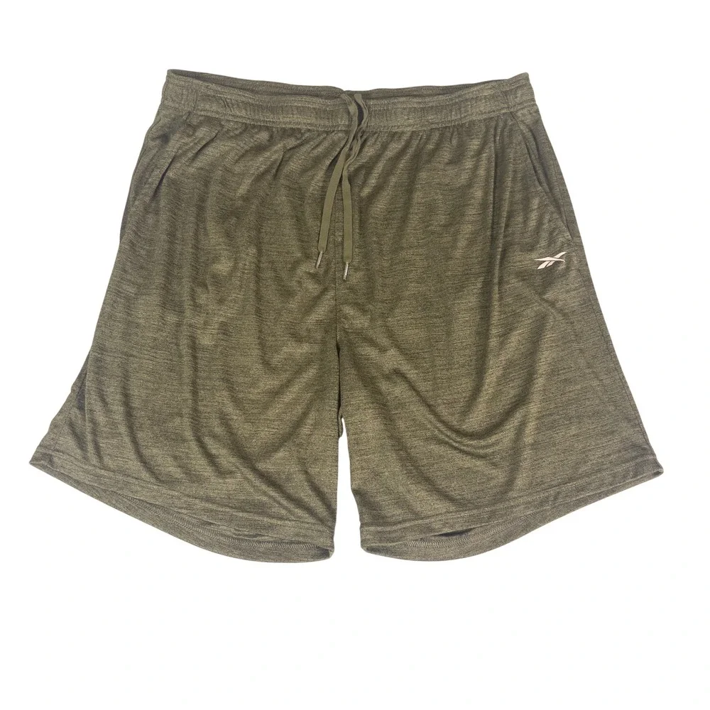 Reebok Mens XXL Athletic Shorts Olive Green Heathered Training Gym 3RBMH1583